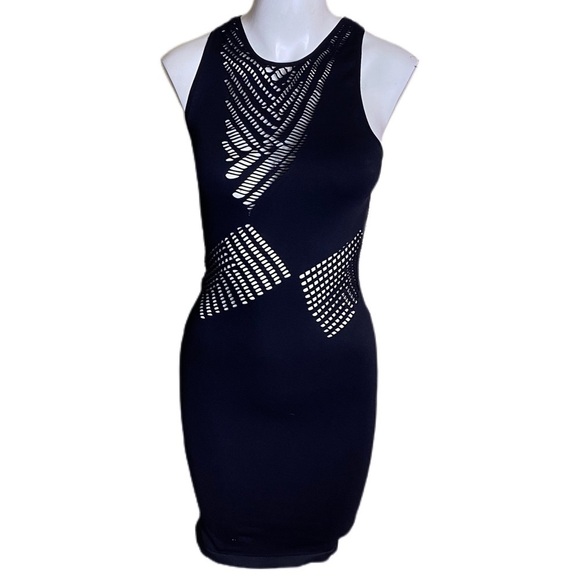 BEBE Black Cutout Bandage Dress Size M/L - Picture 1 of 8
